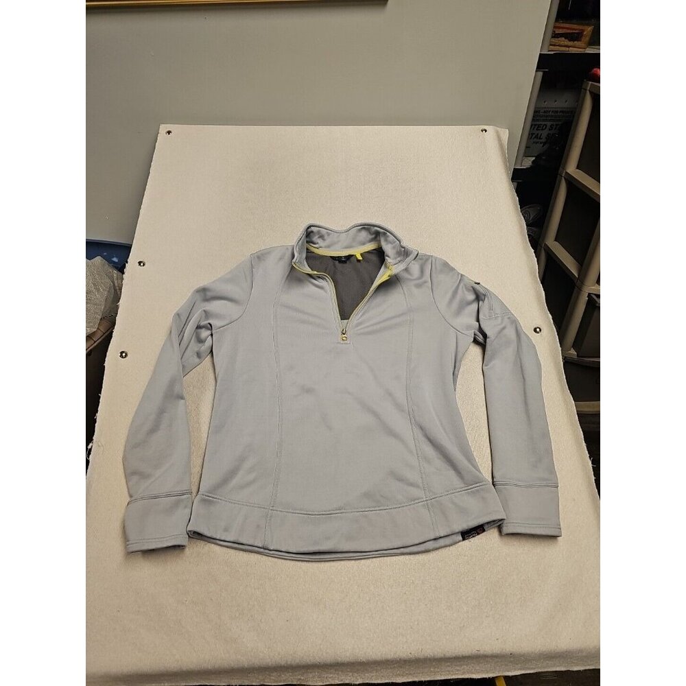 Lands End Sport Women's XL 1/4 Zip Gray Heather Pullover POLARTEC‎ Thumb hole